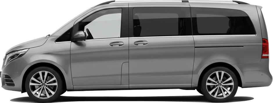 Side view of a nine-seater van used for group transfers to Wembley and the O2